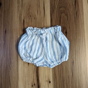 Chelsea & Violet Baby 12M Blue White Striped Cotton Gauze Bubble Shorts Elastic
